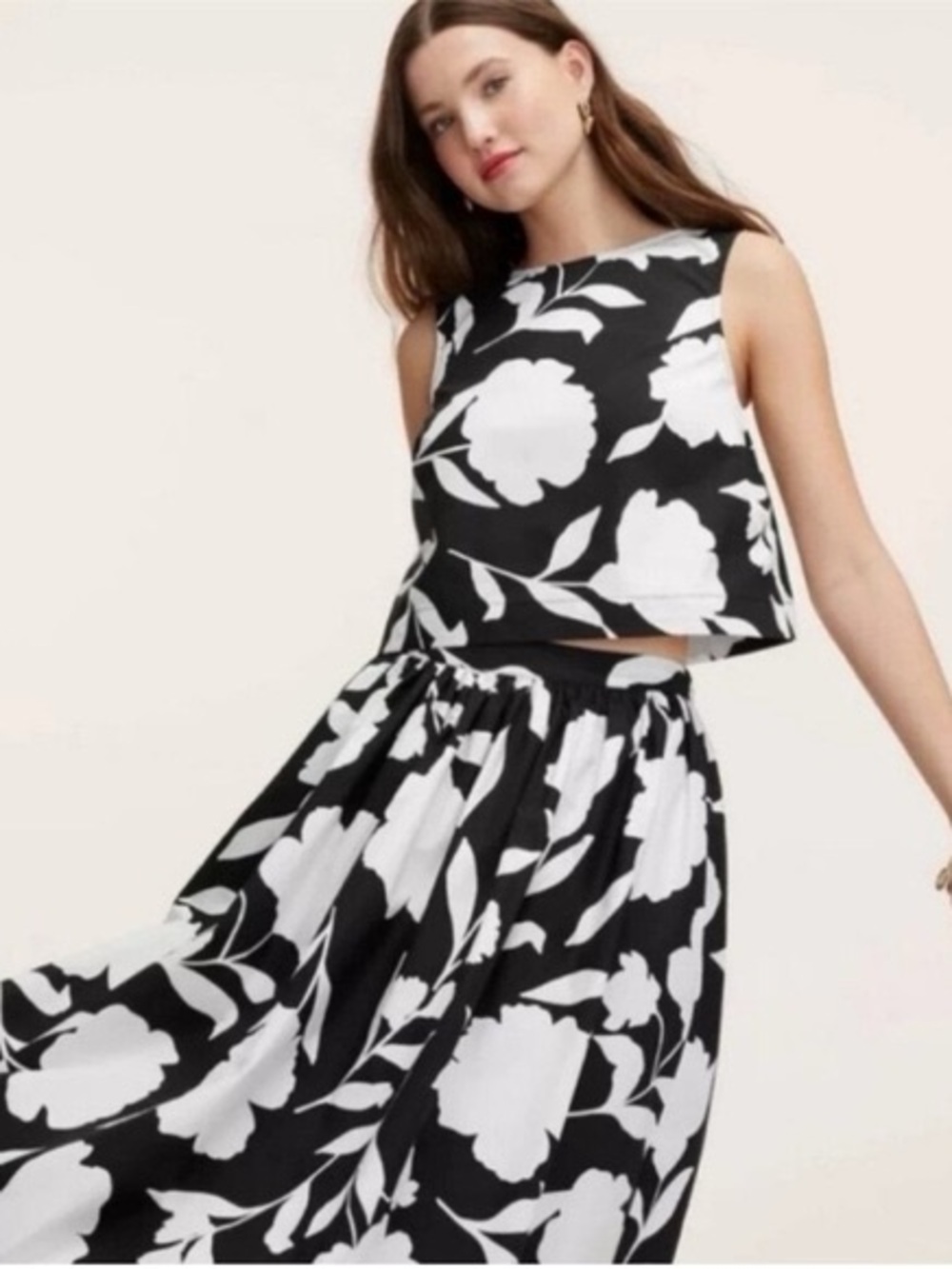 kate spade Black and White Floral Maxi Skirt